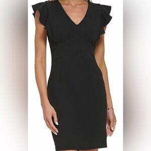 DKNY Ruffle Sleeve Black Dress Sz 2